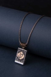 Elif Vav İşlemeli Cevşen Madalyon Gümüş Kolye (Mini Boy) Z2776 - Thumbnail