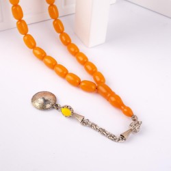 Kapsül Kesim Sıkma Kehribar Tesbih -Z3313 - Thumbnail