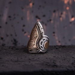 Nurun Ala Nur Yazılı Şüca Siyah Zirkon Modeli Gümüş Erkek Yüzük Z2869 - Thumbnail