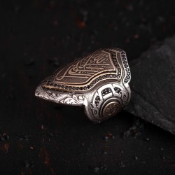 Şüca Zihgir La Galibe Modeli Gümüş Erkek Yüzük - Thumbnail