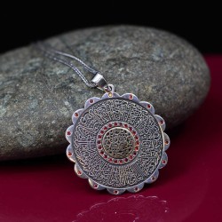 Ayet-el Kürsi Madalyon 925 Ayar Gümüş Kolye - Z1392 - Thumbnail