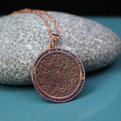 Fatiha Suresi Madalyon 925 Ayar Gümüş Kolye - Z1391 - Thumbnail