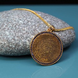 İnşirah Süresi Altın Kaplama Madalyon 925 Ayar Gümüş Kolye - Z1393 - Thumbnail