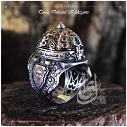 İslam Usta Tasarımı Fetih 1453 Gümüş Erkek Yüzük - Thumbnail