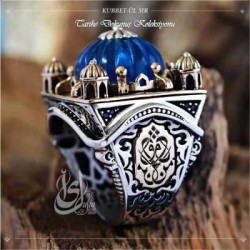 İslam Usta Tasarımı Kubbet-ül Sır 925 Ayar Gümüş Erkek Yüzük - Thumbnail